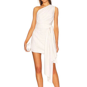 Elliatt Aridsia Ivory Sequin One Shoulder Mini Dress Sash NWT Size Small